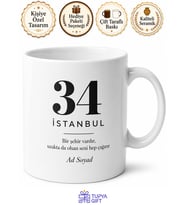 Şehir Plaka Kodlu Minimal Tasarım Kupa Bardak Özel Baskılı Hediye