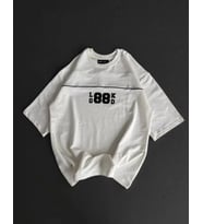 Unisex Bisiklet Yaka Baskılı Oversize T-Shirt - Beyaz