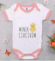 BK Kids Minik Civcivim Tasarımlı Pembe Bebek Body Zıbın-1