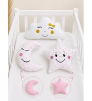 Baby Clime Pembe Bebek Uyku Arkadaşı Yastık Seti 3 Parça Beşik Dekoratif Süs Yastığı