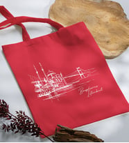 BK Gift İstanbul Tasarımlı Kırmızı Kumaş Bez Çanta, Baskılı Omuz Çantası, Alışveriş Çantası, Arkadaşa Hediye-5