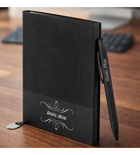BK Gift Kişiye Özel İsimli Defter Kalem Seti -1, Hediye Kutulu Premium Not Defteri Seti, Kurumsal Promosyon Seti