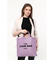 Icone Lila The Icone Bag Paris İşlemeli Tote Kadın Kol Çantası ve Omuz Çantası