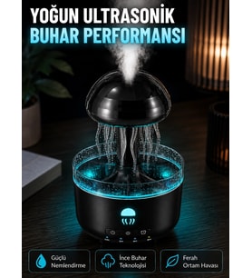 Ultrasonik Denizanası Hava Nemlendirici Sessiz Çalışan RGB Ortam Işıklı Aromaterapi Difüzörü