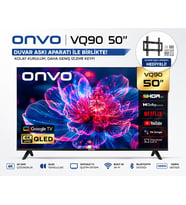 ONVO 50VQ90F3UA 50 127 Ekran Google TV QLED HDR10 Bluetooth Wi-Fi Duvar Askı Aparatı Dahil