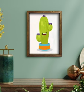 BK Gift Kaktüs Tasarımlı Doğal Masif Ahşap Çerçeveli Tablo 30x40cm-13