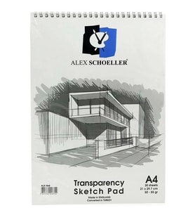 ALEX SCHOELLER A4 SPİRALLİ 50/55GR. TRANSPARAN ESKİZ BLOK DEFTER 30 YP. ALX-864