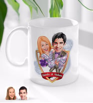 BK Gift Kişiye Özel İsimli Sevgililer Karikatürlü Beyaz Kupa Bardak-56