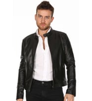 Hakiki Deri Siyah Slimfit Erkek Deri Ceket