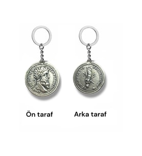 Marcus Aurelius ve Sezar Figürlü Roma Para (Sikke) Anahtarlık – Çift Taraflı – 1 Adet – Aksesuar