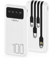 HP-TP04 Titan Series 10.000 mAh Dahili 4 Kablolu Qualcomm Quick Charge 3.0 Dijital Ekranlı Hızlı Şarj Powerbank - Beyaz