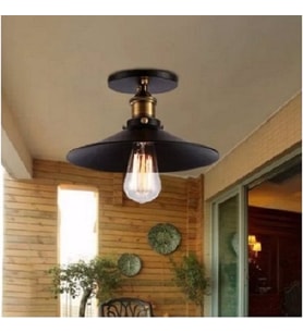 RİOLİGHT RETRO TEKLİ METAL TAVAN AVİZESİ ŞAPKA ÇAPI: 28CM (Siyah)
