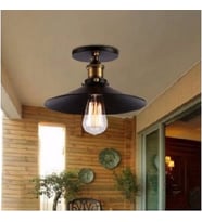 RİOLİGHT RETRO TEKLİ METAL TAVAN AVİZESİ ŞAPKA ÇAPI: 28CM (Siyah)