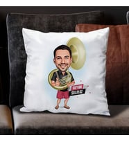Kişiye Özel Saksafoncu Erkek Karikatürlü Yastık