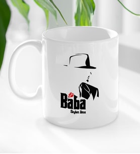BK Gift Kişiye Özel Babalar Günü Hediyesi Baba Godfather Tasarımlı Kupa Bardak-16 (Beyaz)