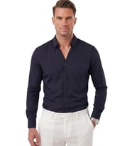 DeepSEA Kahve Slim Fit Kolay Ütülenebilir Açık Dik Yaka Likralı Erkek Gömlek 2602615