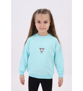 Toontoy Kız Çocuk Nakışlı Sweatshirt (Su Yeşili)