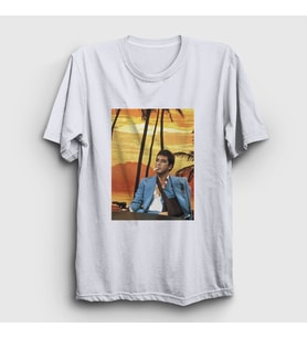 Presmono Unisex Beyaz Hawaii v2 Film Scarface T-Shirt 250940tt