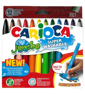 CARIOCA 40569 JUMBO YIKANABİLİR 6mm KEÇELİ BOYA KALEMİ 12'Lİ