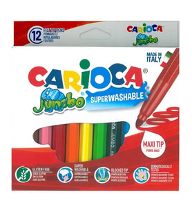 CARIOCA 40569 JUMBO YIKANABİLİR 6mm KEÇELİ BOYA KALEMİ 12'Lİ