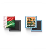 Buzdolap Magnetleri - Madagaskar Bayrağı ve Antananarivo Posta Pulu Tema - 2'li Set Magneti