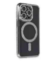 Newface Apple iPhone 14 Pro Max Kılıf Joke Simli Magneticsafe Kılıf - Gri