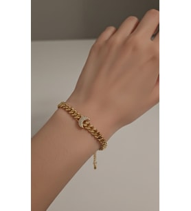 Kadın Xuping Hilal Detaylı Zirkon Taşlı Gurmet Bileklik (Rose)