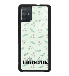 Samsung A71 Uyumlu Yeşil Yapraklı Tasarımlı Glossy Telefon Kılıfı