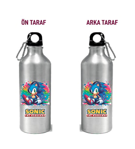 Metal Gumus Kancalı Baskılı Su Matarası 600ml. (YıldızIşığı)