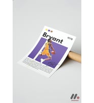 Kobe Bryant Mor Poster, Çerçevesiz Yüksek Kalite Duvar Afişi - Spor Severlere Hediye