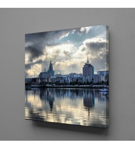 BİNALAR VE DENİZ KANVAS TABLO 200x200cm