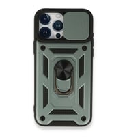 Apple İphone 15 Pro Kılıf Pars Lens Yüzüklü Silikon - Yeşil