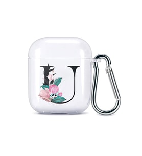 PrintiFy Airpods 1. Nesil Uyumlu Harf Tasarımlı Şeffaf Silikon Kılıf - U