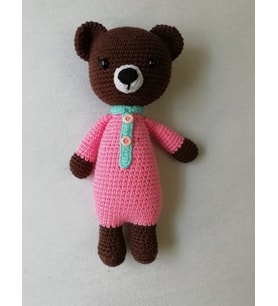 Sevimli Esmer Ayıcık Amigurumi Organik Oyuncak