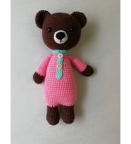 Sevimli Esmer Ayıcık Amigurumi Organik Oyuncak