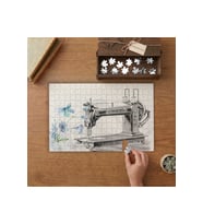 Dikiş Makinesi İlüstrasyonu Tasarımı 240 parça Ahşap Puzzle Ahşap Kutuda MP09110