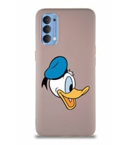 Oppo Reno 4 Soft Premier Kapak Donald Duck-F Tasarımlı Silikon Kılıf - Pudra (Şeffaf)