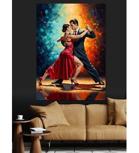 Dans Eden Tutkulu Tango Çifti Dekoratif Kanvas - Mdf Ahşap Tablo