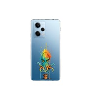 Redmi Note 12 Pro 5G ile uyumlu Splash ahtapot tasarımlı şeffaf silikon kılıf