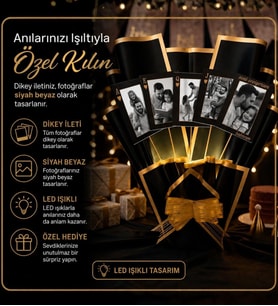 Babalar Gününe Özel Kişiye Özel Fotoğraflı İskambil Kartı Anı Buketi – LED Işıklı ve Özel Mesajlı Babaya Hediye