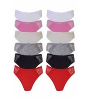 Tutku 12 'li Firuze Dantelli Bayan Elastan Bikini Külot Kombin (Çok Renkli)