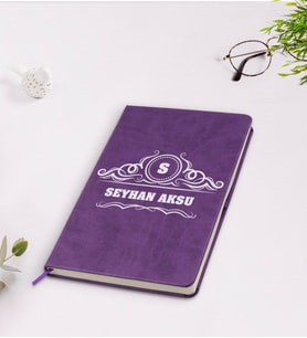 BK Gift Kişiye Özel İsimli Mor Termo Deri Defter Model 33