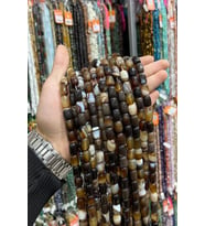 Kahverengi Madagaskar Akik Taşı Silindir Kesim Kahverengi 10x14mm Doğal Taş Dizi