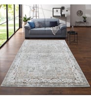 Sound Vintage Modern Dokuma Halı – Salon Oturma Odası Yatak Odası Antre Dekoratif Halı 0087A (Krem)