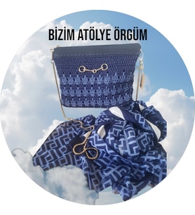 İKİ RENKLİ LACİVERT-İNDİGO MAVİ  KADIN EL PORTFÖYÜ - OMUZ ÇANTASI (INDIGO-LACIVERT)