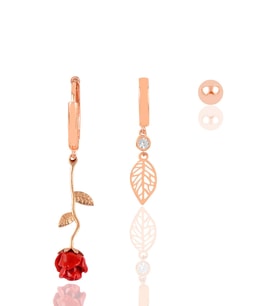 Gümüş rose gül kombin küpe SGTL12111ROSE