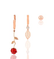 Gümüş rose gül kombin küpe SGTL12111ROSE