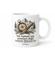 Pusula ve Kamp Bıçağı Çizimli Doğada Hayatta Kalma Uzmanı Maceracı Kupa Hediye
