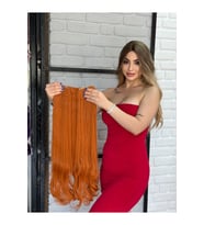 PerukAvm Luxury GenişDalgalı Yarımay+2 Yan Çıtçıt Bakır Renk