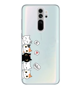 Redmi Note 8 Pro Uyumlu Kedi Karakterler Tasarımlı Şeffaf Telefon Kılıfı